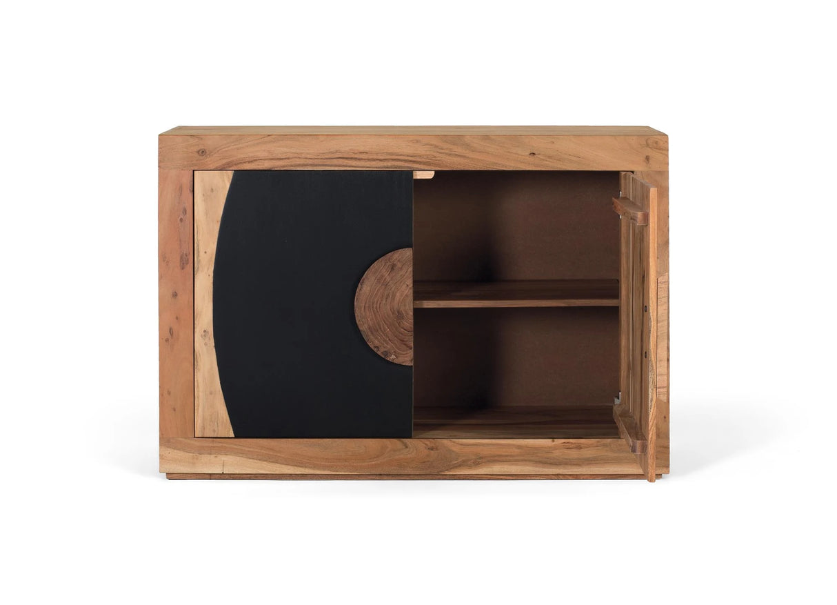 Giner and Colomer - 2-Door Acacia Wood Sideboard With Carved Log Handles