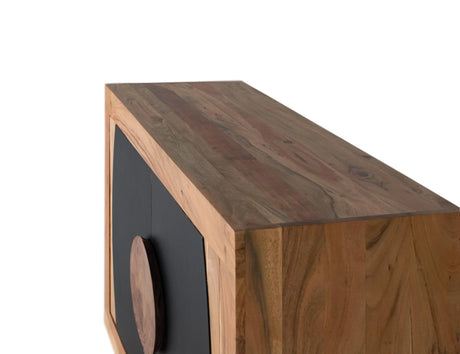 Giner and Colomer - 2-Door Acacia Wood Sideboard With Carved Log Handles