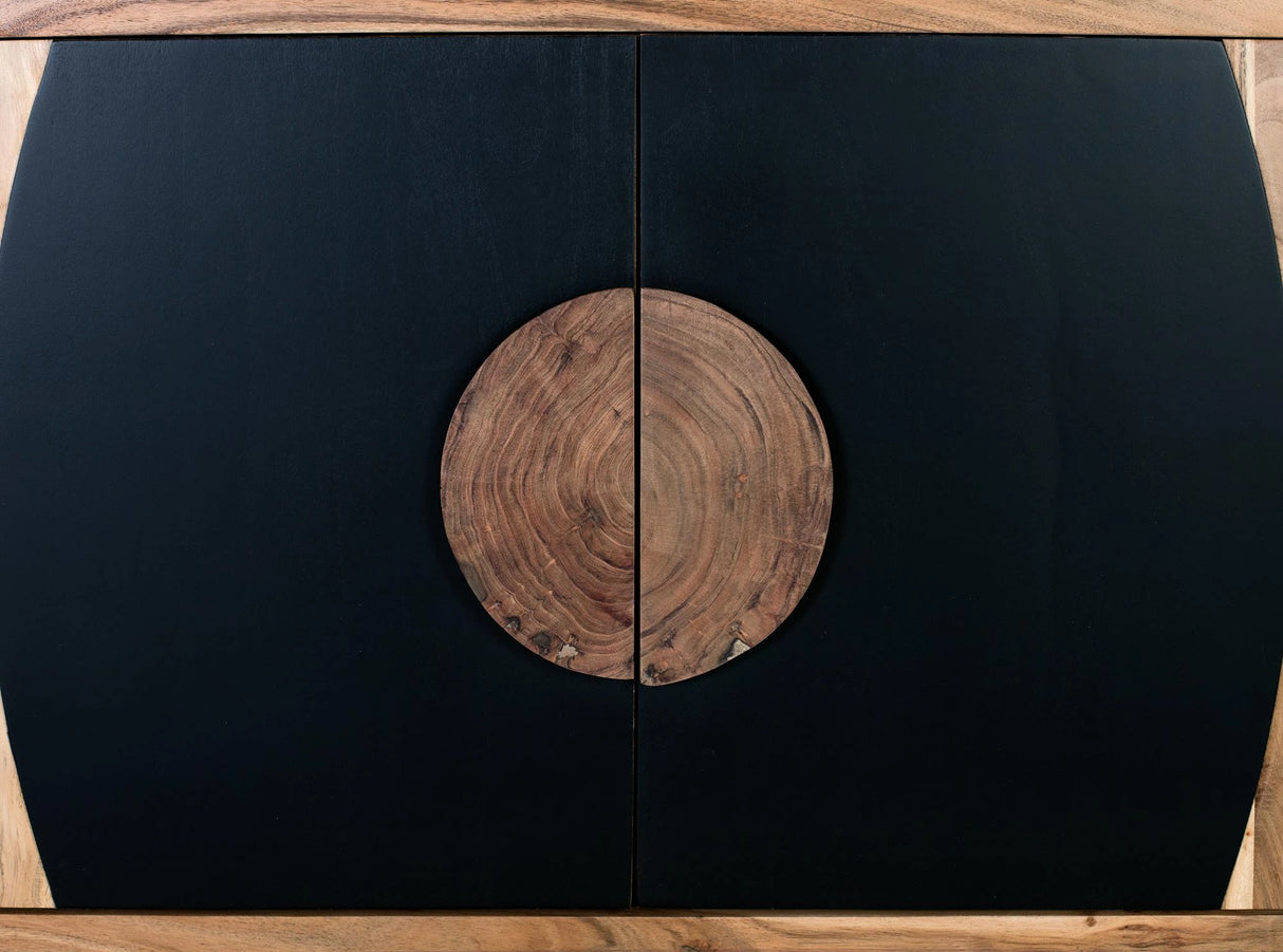 Giner and Colomer - 2-Door Acacia Wood Sideboard With Carved Log Handles