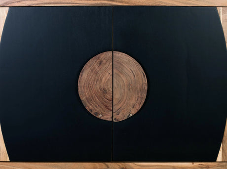 Giner and Colomer - 2-Door Acacia Wood Sideboard With Carved Log Handles