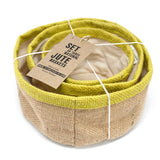 Set of 3 Natural Jute Baskets - Olive