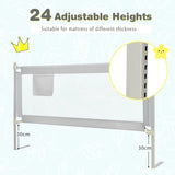 69.5 Inches Toddler Bedrail with Anti-Collision Cotton and Side Pocket-Gray