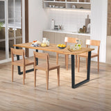 175 x 80cm Patio Rectangle Dining Table for 6 Person with Umbrella Hole