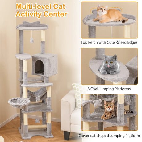69 Inch Multi-level Cat Tree with Top Perch and Cozy Condo