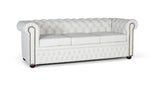 Giner and Colomer - White Leather Chesterfield 3-Seater Sofa