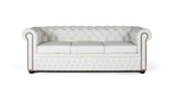 Giner and Colomer - White Leather Chesterfield 3-Seater Sofa