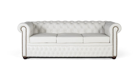 Giner and Colomer - White Leather Chesterfield 3-Seater Sofa