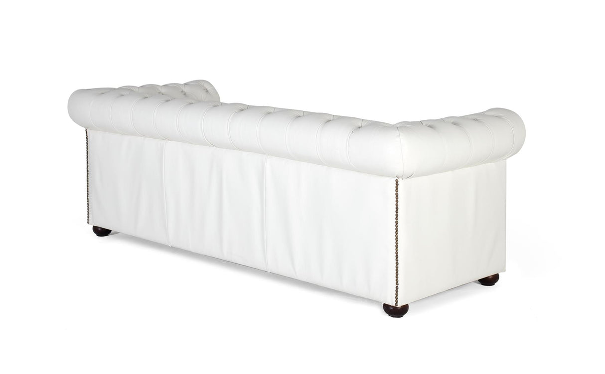 Giner and Colomer - White Leather Chesterfield 3-Seater Sofa