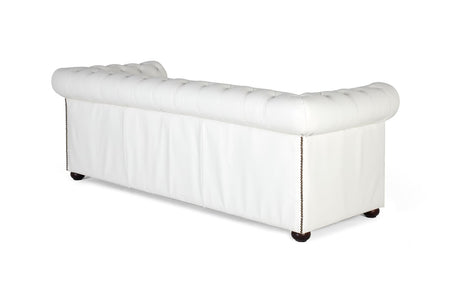 Giner and Colomer - White Leather Chesterfield 3-Seater Sofa