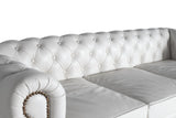 Giner and Colomer - White Leather Chesterfield 3-Seater Sofa