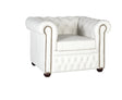Giner and Colomer - White Leather Chesterfield 1-Seater Sofa