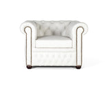 Giner and Colomer - White Leather Chesterfield 1-Seater Sofa