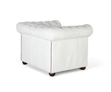 Giner and Colomer - White Leather Chesterfield 1-Seater Sofa