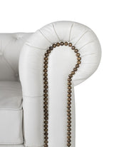 Giner and Colomer - White Leather Chesterfield 1-Seater Sofa
