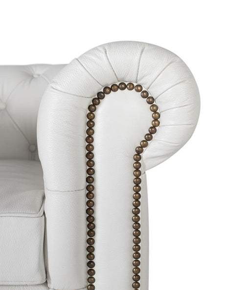 Giner and Colomer - White Leather Chesterfield 1-Seater Sofa