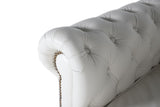 Giner and Colomer - White Leather Chesterfield 1-Seater Sofa