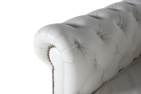 Giner and Colomer - White Leather Chesterfield 1-Seater Sofa