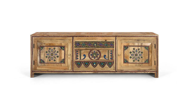 Giner and Colomer - Hand-Painted Mango Wood TV Cabinet With 3 Drawers & 2 Doors