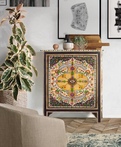 Giner and Colomer - Hand-Painted Mango Wood & MDF Cabinet With 2 Doors