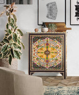 Giner and Colomer - Hand-Painted Mango Wood & MDF Cabinet With 2 Doors