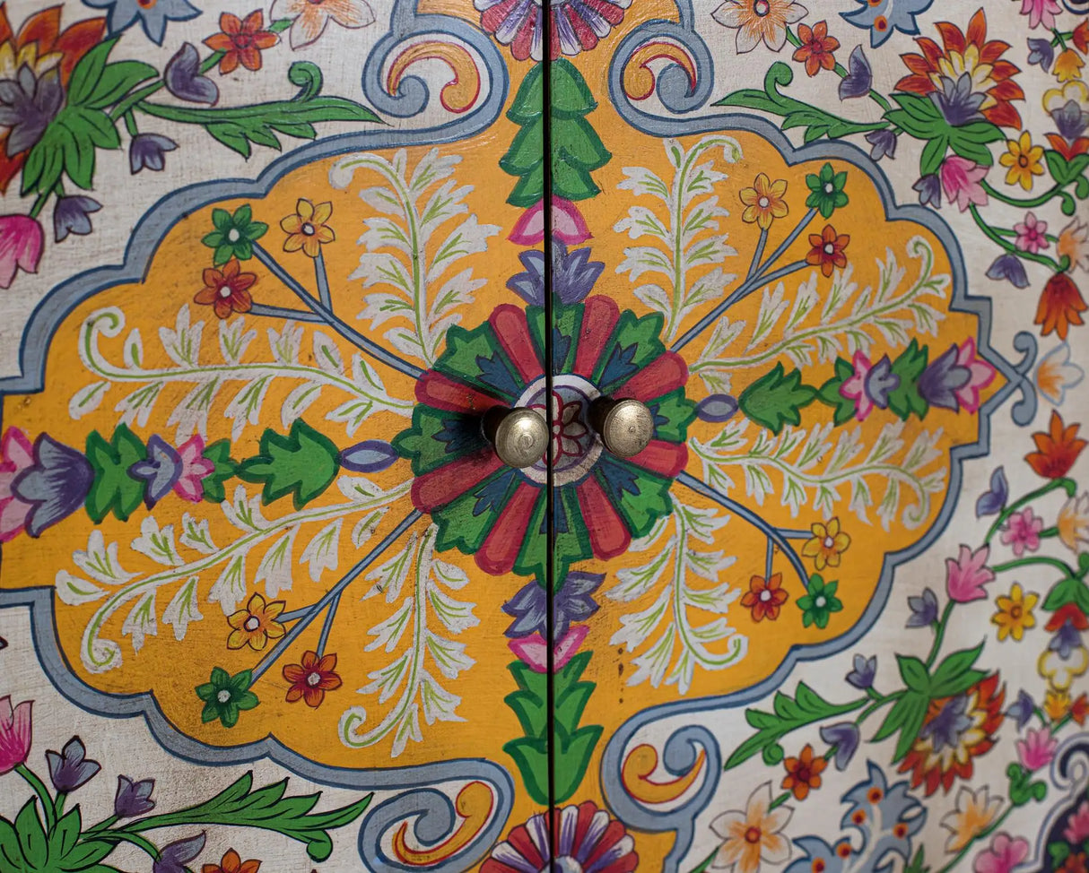 Giner and Colomer - Hand-Painted Mango Wood & MDF Cabinet With 2 Doors