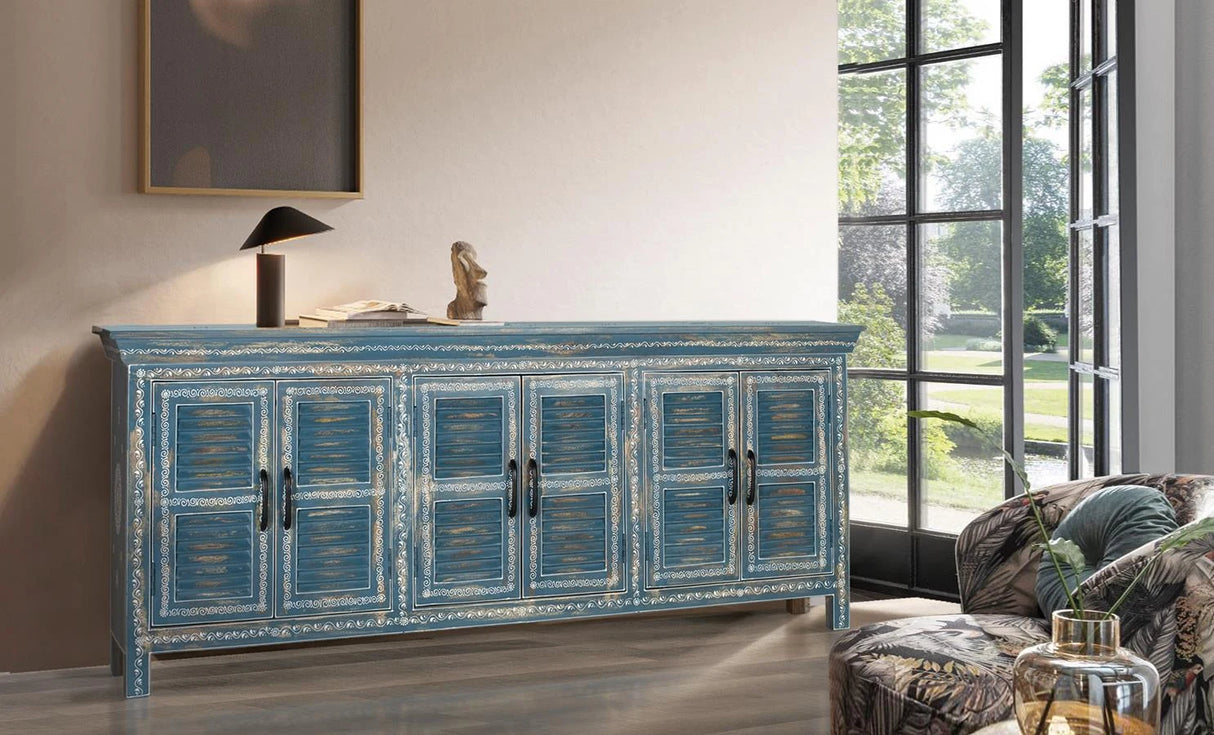 Giner and Colomer - Hand-Painted 6-Door Mango Wood Sideboard