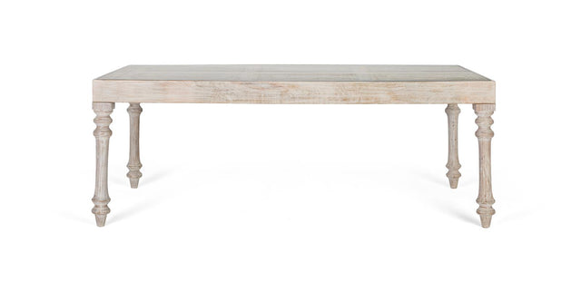 Giner and Colomer - Hand-Carved Mango Wood Dining Table With Glass & Turned Legs