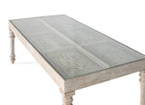 Giner and Colomer - Hand-Carved Mango Wood Dining Table With Glass & Turned Legs