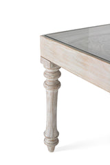 Giner and Colomer - Hand-Carved Mango Wood Dining Table With Glass & Turned Legs