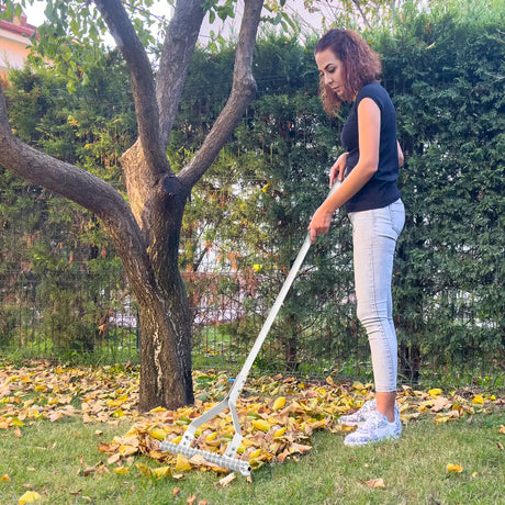178 cm Garden Thatch Rake with Long Handle and 19 Curved Tines