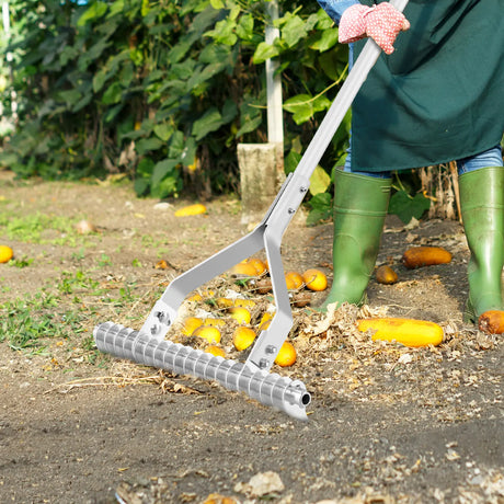 178 cm Garden Thatch Rake with Long Handle and 19 Curved Tines