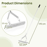 178 cm Garden Thatch Rake with Long Handle and 19 Curved Tines
