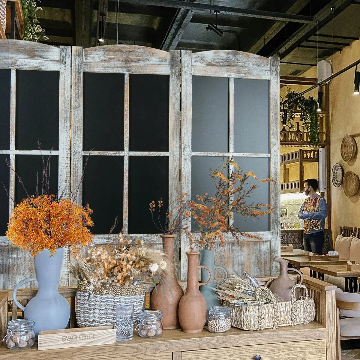 178 cm Vintage Freestanding Wall Divider Room Separator-Rustic Brown
