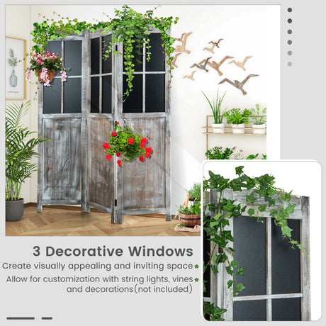 178 cm Vintage Freestanding Wall Divider Room Separator-Rustic Brown