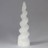 Selenite Spiral Unicorn Horn Tower - 15 cm