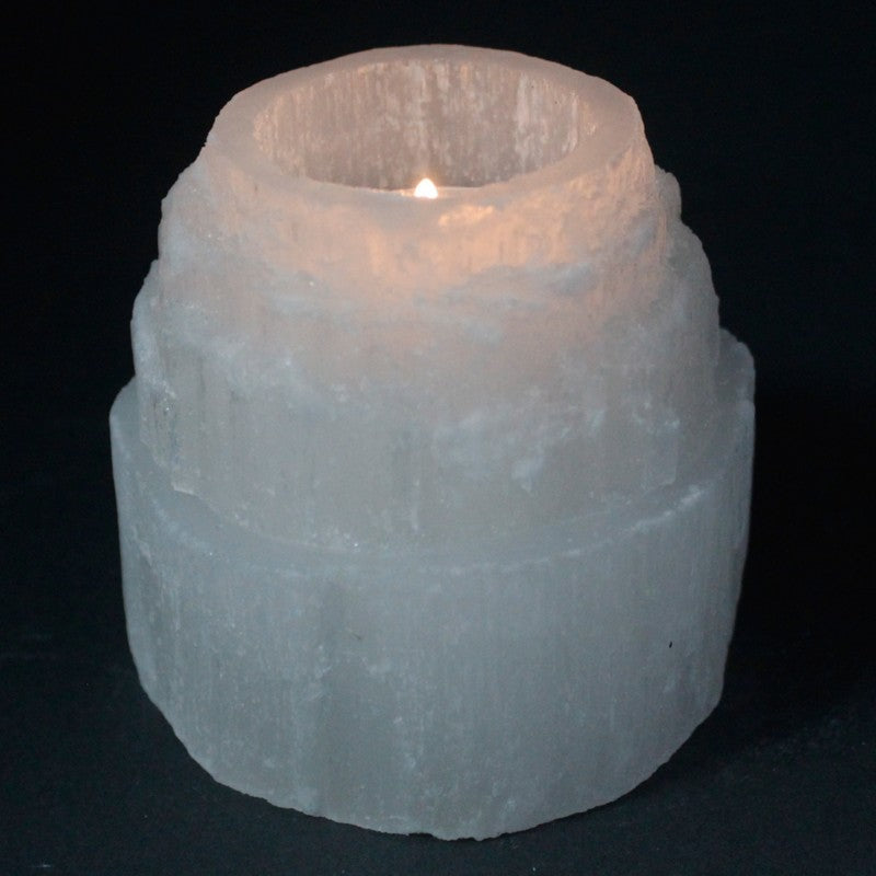 Selenite Mountain Top Candle Holder - 8 cm