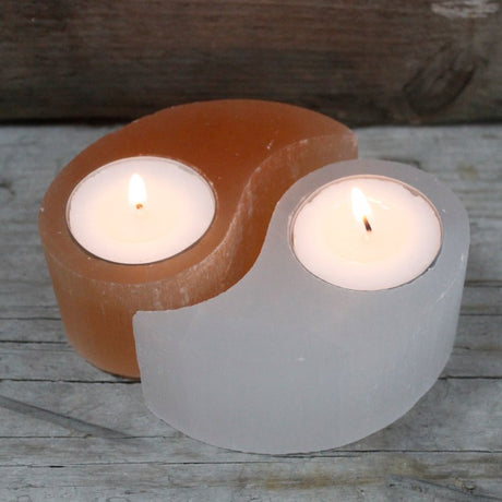 Selenite Ying Yang Candle Holder