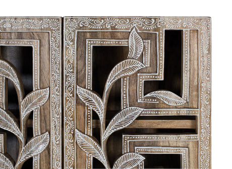 Giner and Colomer - Hand-Carved Mango Wood Wall Shelf With Doors
