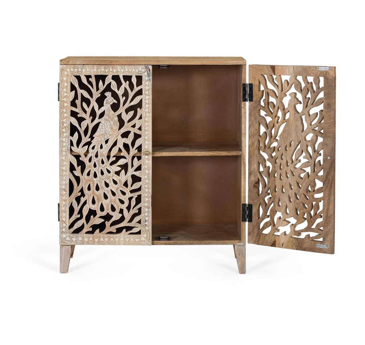 Giner and Colomer - Mango Wood Sideboard With 2 Hand-Carved Doors & Hand-Painted Finish