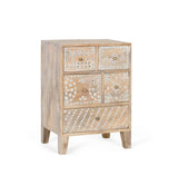 Giner and Colomer - Mango Wood Bedside Table With 5 Hand-Painted Drawers