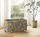 Giner and Colomer - Multicolored Hand-Painted Mango Wood Trunk (Top Opening)