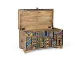 Giner and Colomer - Multicolored Hand-Painted Mango Wood Trunk (Top Opening)