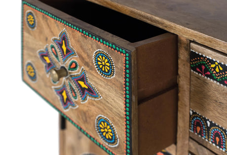 Giner and Colomer - Hand-Painted Mango Wood & MDF Cabinet With 2 Doors, 5 Drawers