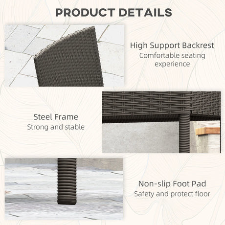 Outsunny Set of Four Armless Rattan Garden Chairs - Dark Grey