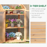 Outsunny Wooden Cold Frame Polycarbonate Greenhouse with Openable Top Cover and Double Door, Grow House for Flower, Vegetable and Plants, 70 x 50 x 120cm, Grey