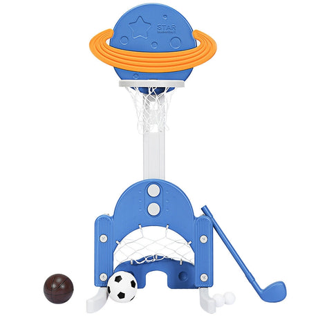 3 in 1 Kids Basketball Hoop Set with Balls-Blue