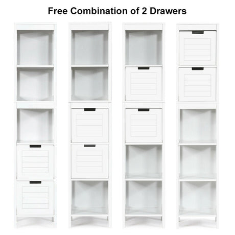 5-Tier Multifunctional  Bathroom Floor Cabine Storage with 2 Drawers