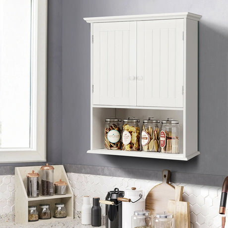 Multi-Purpose Wall Cabinet Storage with 2-Door for Bathroom White