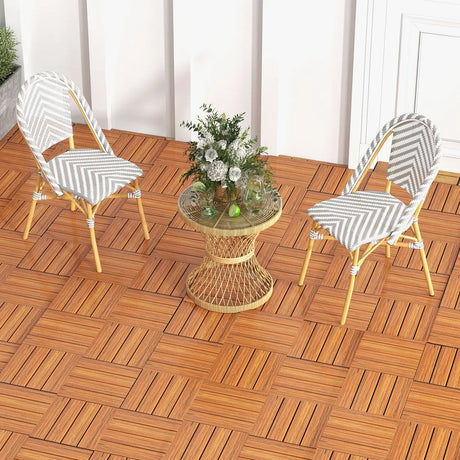 18 Pieces 12 x 12 Inch Interlocking Deck Tiles for 1.7m2 Total Splicing Area-Brown