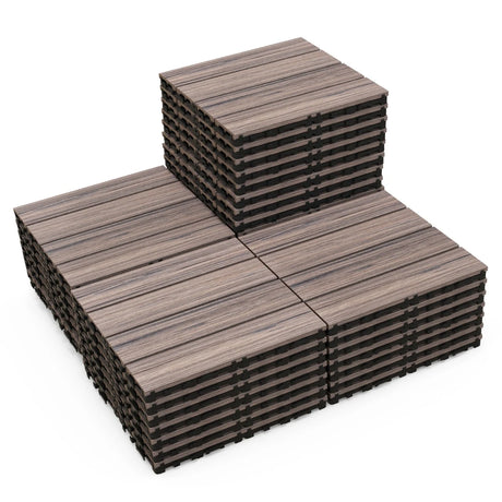 18 Pieces 12 x 12 Inch Interlocking Deck Tiles for 1.7m2 Total Splicing Area-Gray